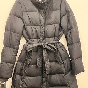 J. Crew Charcoal Puffer Jacket with Belt